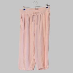 JM Collection Linen Blend Pull On Cropped Pants Size M Light Pink Casual Summer
